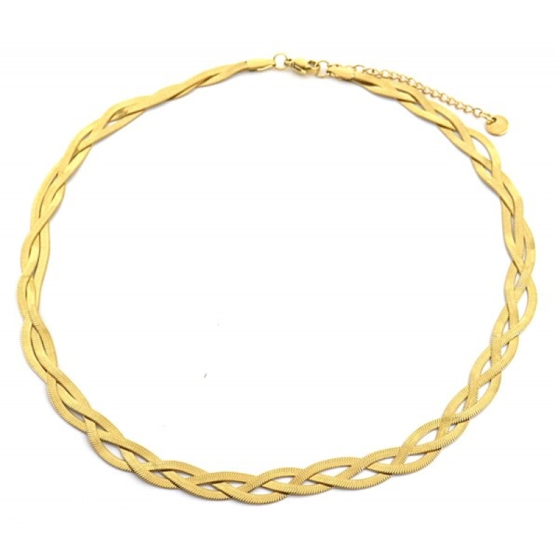 Ketting rvs woven in goudkleur